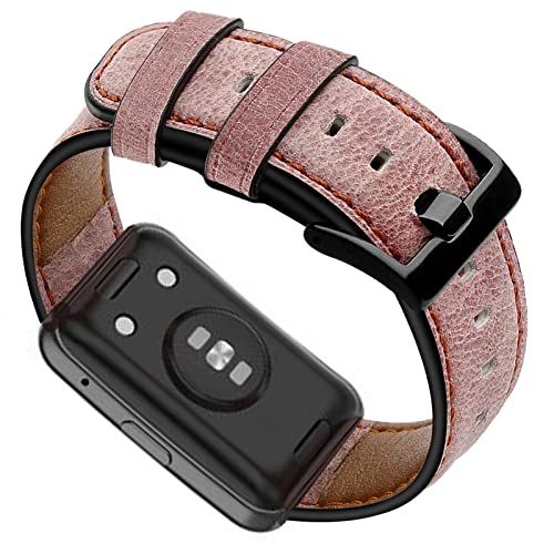 Lederarmband Kompatibel mit Huawei Watch Fit / Watch Fit New Leder Armbänd Für Damen Herren Ersatzband mit Uhrenarmband Für Huawei Watch Fit / Watch Fit New (rosa) von AireWiki