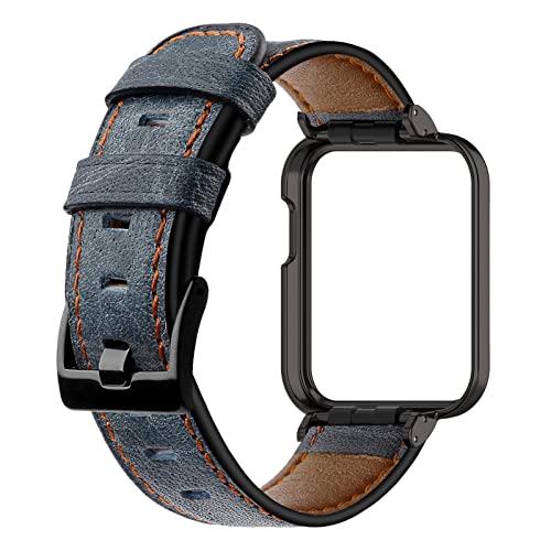 Lederarmband Kompatibel mit Xiaomi Redmi Watch Lite / Watch Lite 2 Leder Armbänd Für Damen Herren Ersatzband mit Uhrenarmband Für Xiaomi Watch Lite / Watch Lite 2 (blau,Lite 2) von AireWiki