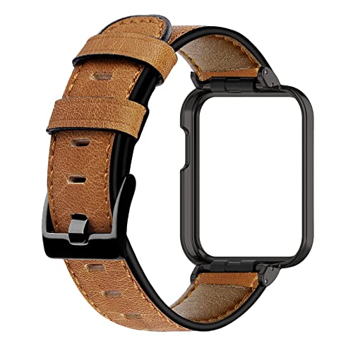 Lederarmband Kompatibel mit Xiaomi Redmi Watch Lite / Watch Lite 2 Leder Armbänd Für Damen Herren Ersatzband mit Uhrenarmband Für Xiaomi Watch Lite / Watch Lite 2 (braun,Lite) von AireWiki