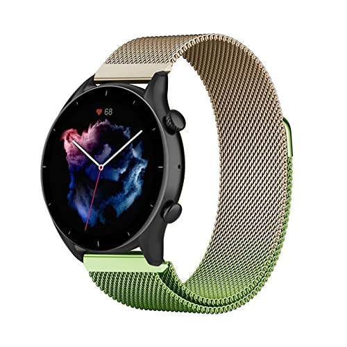 Metall Armband Kompatibel mit Amazfit GTR 3 pro/GTR 3 Armband Edelstahl 22mm Bunt Ersatz Mesh mit Magnetische Für Damen Herren Uhrenarmband Für Amazfit GTR 2e/GTR 2/GTR 47mm (B) von AireWiki