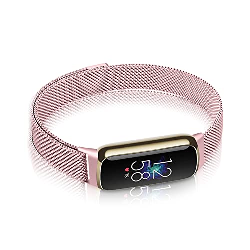Metall Armband Kompatibel mit Fitbit Luxe Armband Edelstahl Ersatz Mesh mit Magnetische Für Herren Damen Uhrenarmband Für Fitbit Luxe (Rosa) von AireWiki