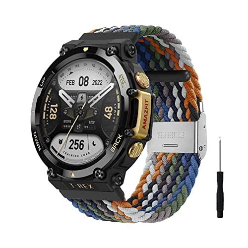 Nylon Armband Kompatibel mit Amazfit T-Rex 2 Armband Für Herren Damen Sport Stoff Ersatzband mit Uhrenarmband Für Xiaomi Band 7 (12) von AireWiki