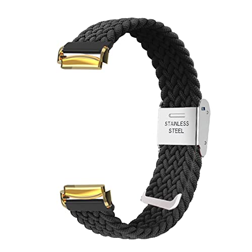 Nylon Armband Kompatibel mit Fitbit Luxe Armband Keine Lücke Für Herren Damen Sport Stoff Ersatzband mit Uhrenarmband Für Fitbit Luxe (Schwarz,Gold Verbinder) von AireWiki