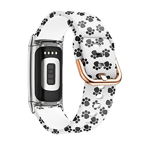 Silikon Armbänder Für Fitbit Charge 5 Ersatzband Für Damen Frauen Herren Weiche Muster Blumen Sport Armband mit Kompatibel mit Fitbit Charge 5 (Weiß) von AireWiki