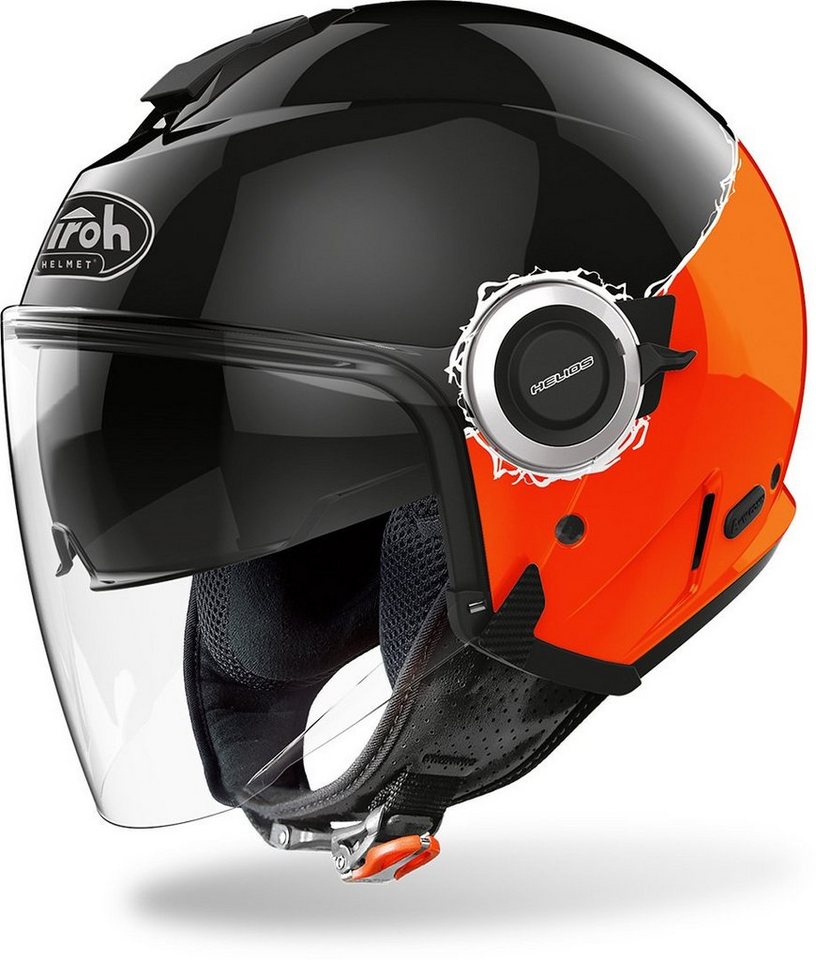 Airoh Motorradhelm Helyos Fluo Jethelm, integriertes Sonnenvisier von Airoh