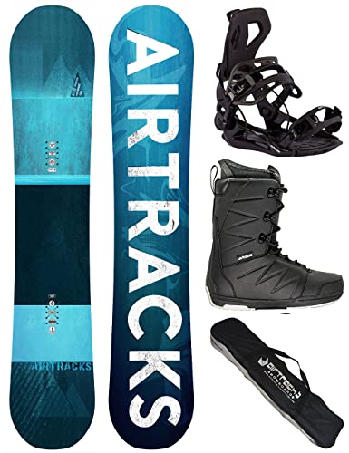 AIRTRACKS Snowboard Set Board Blue Drifter Wide Hybrid Rocker 164 + Snowboard Bindung Master + Boots Star Black 44 + Sb Bag von Airtracks