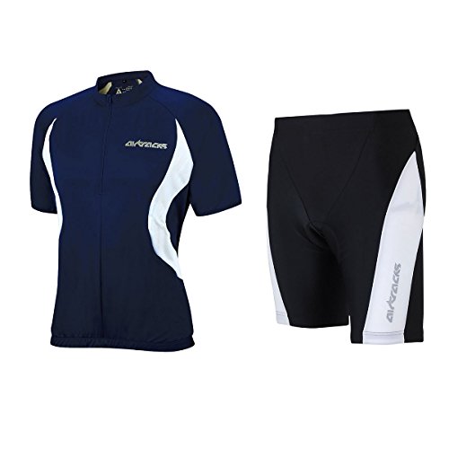 Airtracks Fahrradtrikot Set Kurzarm/Fahrradhose KURZ PRO T + RADTRIKOT Kurzarm Team/ATMUNGSAKTIV - Navyblau-schwarz - M von Airtracks