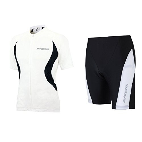 Airtracks Fahrradtrikot Set Kurzarm/Fahrradhose KURZ PRO T + RADTRIKOT Kurzarm Team/ATMUNGSAKTIV - Weiss-schwarz - XXL von Airtracks