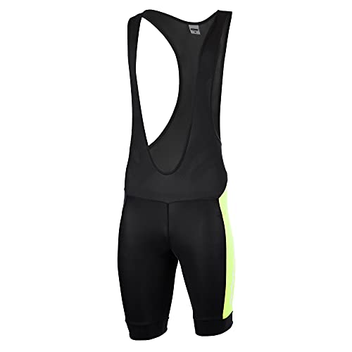 Airtracks Herren Fahrradhose Kurz Trägerhose Radhose mit Trägern Pro Line BIB Kurze Radlerhose 3D Coolmax Gepolstert Atmungsaktiv Reflektoren S M L XL XXL 3XL 4XL - schwarz-neon - XXXL von Airtracks
