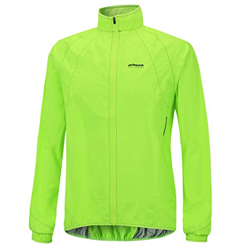 Airtracks Herren Regenjacke Fahrradjacke Laufjacke wasserdichte Jacke Radlerjacke Radjacke Wasserdicht Winddicht Windstopper Atmungsaktiv Reflektierend - neon - M von Airtracks