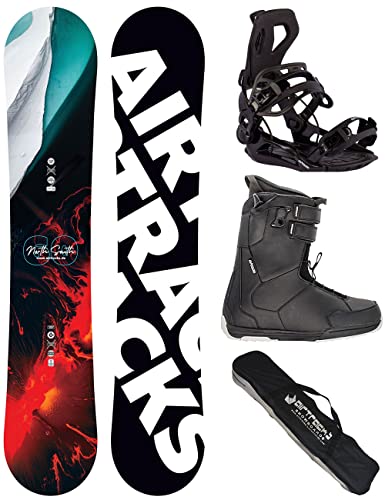 Airtracks Herren Snowboard Set Freestyle Freeride Board North South Four Wide 159 + Snowboard Bindung Master + Boots Master QL 47 + Sb Bag von Airtracks