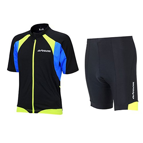 Airtracks Radtrikot Set/Fahrradhose Kurz Team + Fahrradtrikot Kurzarm Pro T - schwarz-neon - M von Airtracks