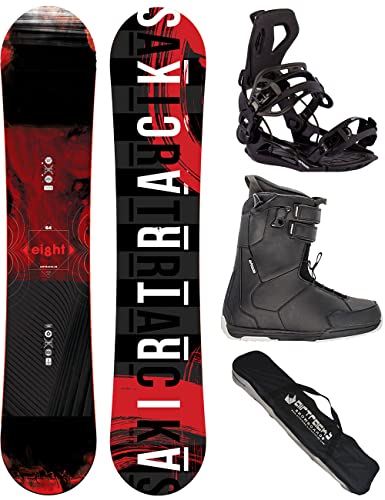 Airtracks Snowboard-Set Herren Snowboard Wide Eight Freestyle Freeride 155 - Snowboard Bindung Master - Softboots Master QL 43 - SB Bag von Airtracks