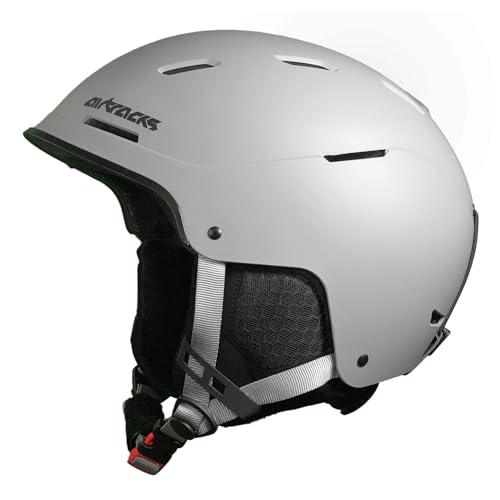 Airtracks Strong SP-S210 Skihelm Snowboardhelm für Herren und Damen Ski Snowboard Helm mit Ventilationssystem stufenloser Anpassung Farben Matt Schwarz Weiß Grau (Grau, L(58cm-61cm)) von Airtracks