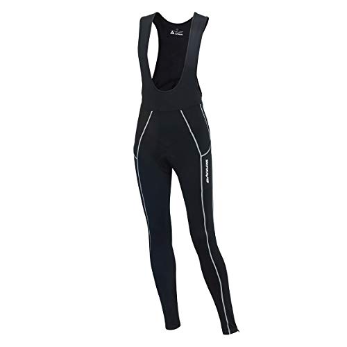 Airtracks Herren Winter Thermo Fahrradhose Lang mit Trägern Pro Trägerhose Fahrrad Hose Radhose Radlerhose Gepolstert Warm - schwarz-Silber - XL von Airtracks