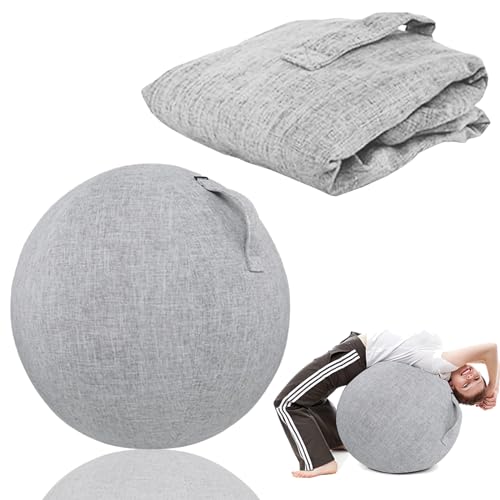 Schutzhülle für Gymnastikball, 55cm Ø Balance Ball Abdeckung Anti Kratzer, Gymnastikball Abdeckung, Faltbar Sitzbälle Stoff Bezug, Leichte Yoga Ball Abdeckung für Schwangerschaft Fitness Yoga-Grau von Aisny