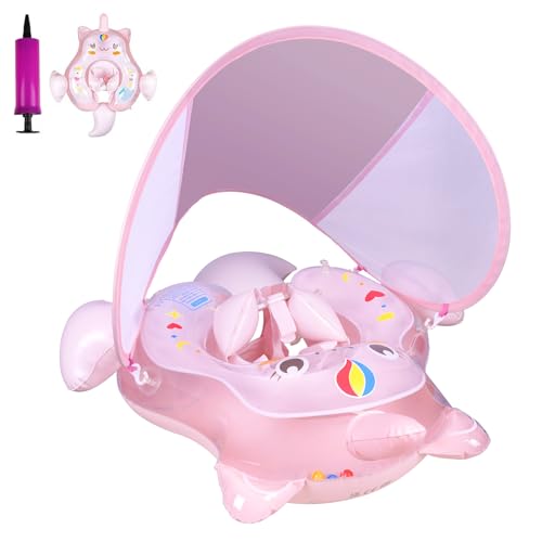 Schwimmring Baby, Aufblasbarer Baby-Schwimmkörper mit Sicherheitssitz, Lustiges Wasserspielzeug für 3 6 9 12 Monate Babys, Einhorn-Schwimmring(S) von AivaToba