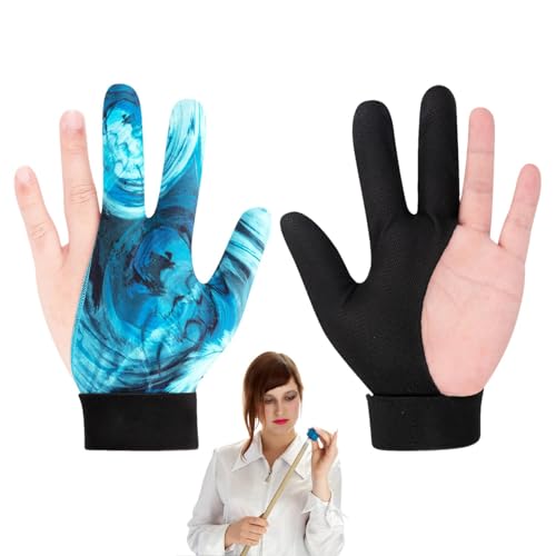 Aizuoni Billardhandschuhe für Herren,Billardhandschuhe | 3-Finger-Poolhandschuhe für Billardschützen - rutschfest, hochelastisch, einstellbare Enge für Karambolsportarten, passend für die rechte oder von Aizuoni