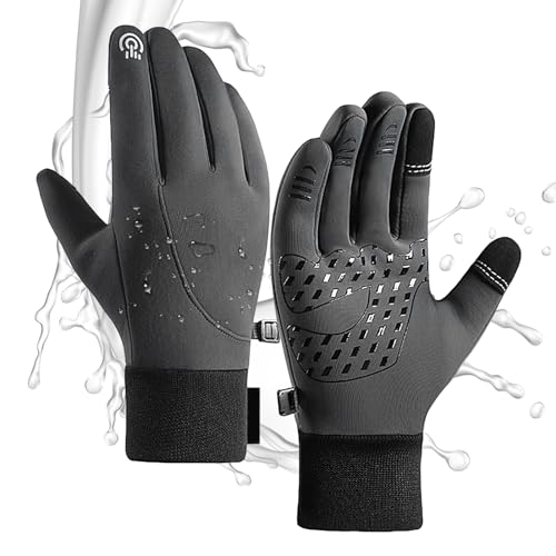 Aizuoni wasserdichte warme Handschuhe | wasserdichte, rutschfeste Screen Touch-Fäustlinge, Fahrradhandschuhe für Laufen Skifahren Wandern Radfahren von Aizuoni