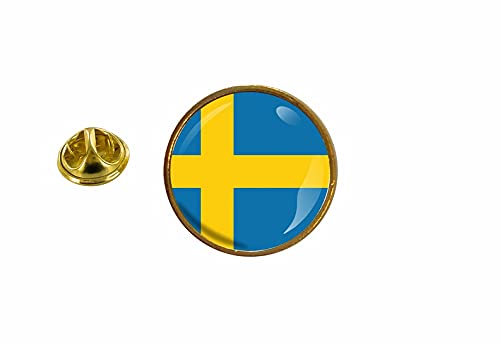 Akachafactory Anstecknadel, Motiv: Schwedenflagge, rund, mit Schleife von Akachafactory