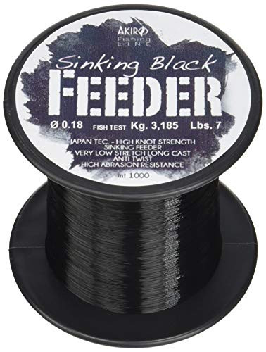 Akiro Black Feeder Fischschnur Unisex Erwachsene, Unisex - Erwachsene, AMFEEBLACK1000.020, Schwarz, 0.2 mm von Akiro