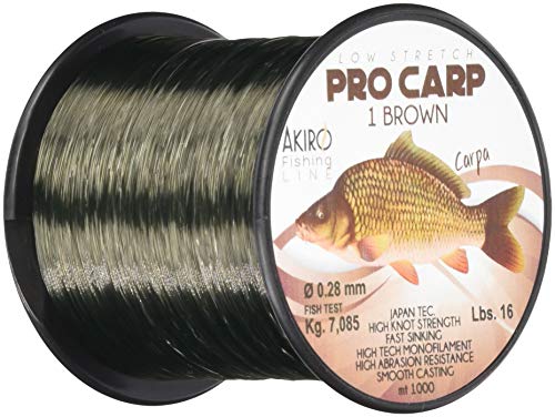 Akiro PRO-Carp 1 Fischschnur Unisex Erwachsene, Unisex - Erwachsene, AMCARP1BR1000.028, braun, 0.28 mm von Akiro