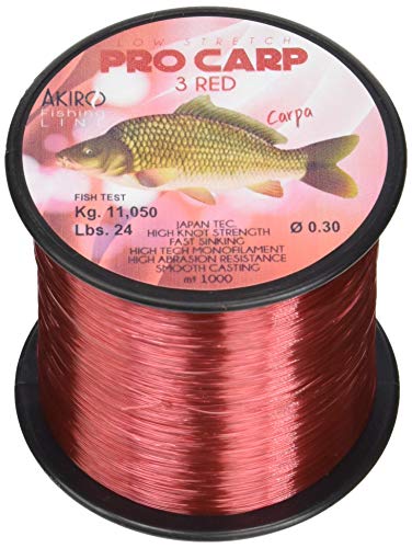 Akiro PRO-Carp 3 Fischschnur Unisex Erwachsene, Unisex - Erwachsene, AMCARP3RE1000.028, rot, 0.28 mm von Akiro