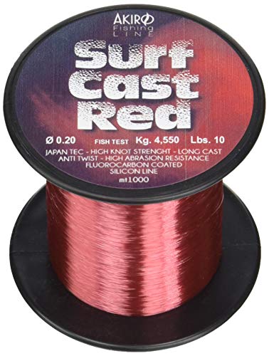 Akiro Surf Cast, Fischschnur, Unisex, Erwachsene, Unisex - Erwachsene, AMSURCASRE1000.028, rot, 0.28 mm von Akiro