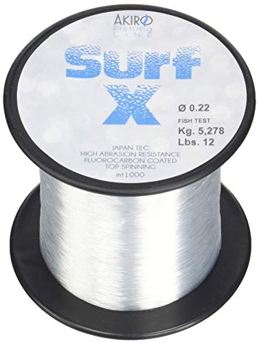 Akiro Surf X Fischschnur Unisex Erwachsene, Unisex - Erwachsene, AMSURXCRI1000.022, durchsichtig, 0.22 mm von Akiro