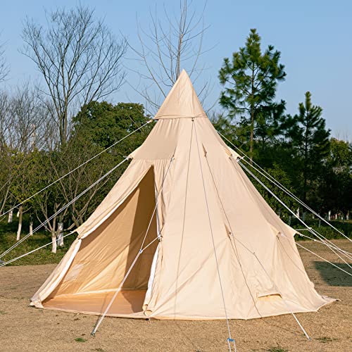 Campingzelt, Indianer-Tipi-Zelt für Erwachsene, 3–4 Personen, atmungsaktives Pyramiden-Glockenzelt aus Segeltuch, sofortiger einfacher Aufbau, wasserdichte 4-Jahreszeiten-Jurt-Zelte für Familien von AkosOL