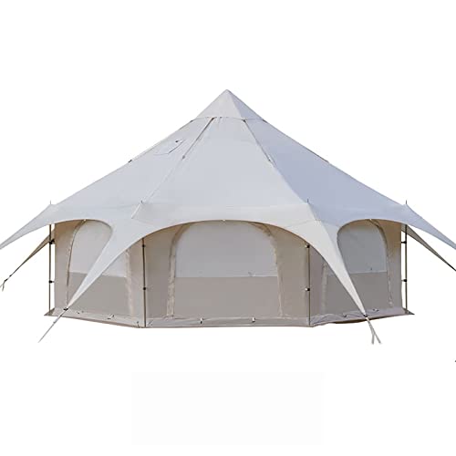 Wasserdichtes Baumwoll-Canvas-Zelt für den Außenbereich, 4-Jahreszeiten-Familien-Camping-Glockenzelt für 8–10 Personen mit Herdanschlüssen für Glamping und Festivals und menschlicher Schutz zum Wohne von AkosOL