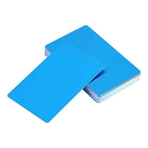 Akozon 50Pcs Visitenkarte Beeindruckende Rohlinge Laser Mark Graviertes Metall Glatte Visitenkarten 5 Farben(Blau) von Akozon