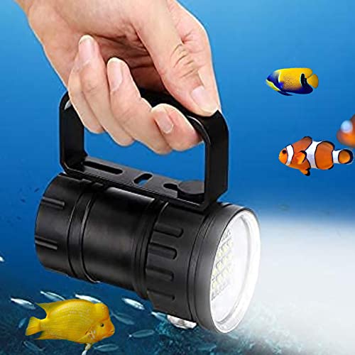 Underwater Flashlight, Akozon Tauchlampe, 18000LM 500m Extrem Hell Taschenlampe 7 Modi IPX8 wasserdichte Submarine Licht Tauchleuchte Unterwasser Taschenlampe mit Griff Halterung für Video F von Akozon