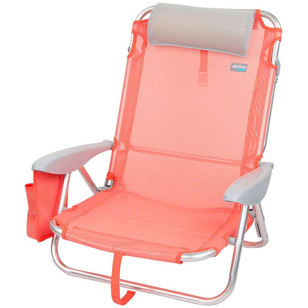 Aktive Beach Multi Position Folding Beach Chair With Cushion Orange von Aktive