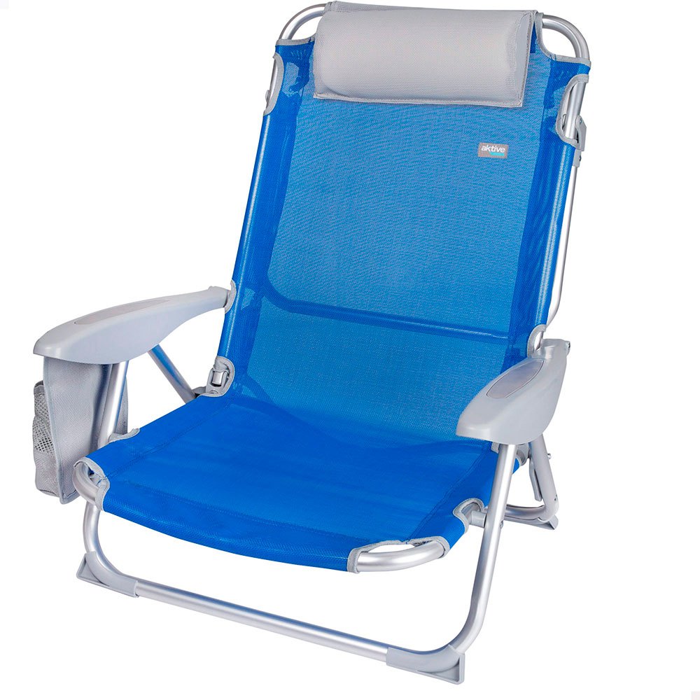 Aktive Folding Chair 4 Positions With Cushion And Cup Holder Blau von Aktive