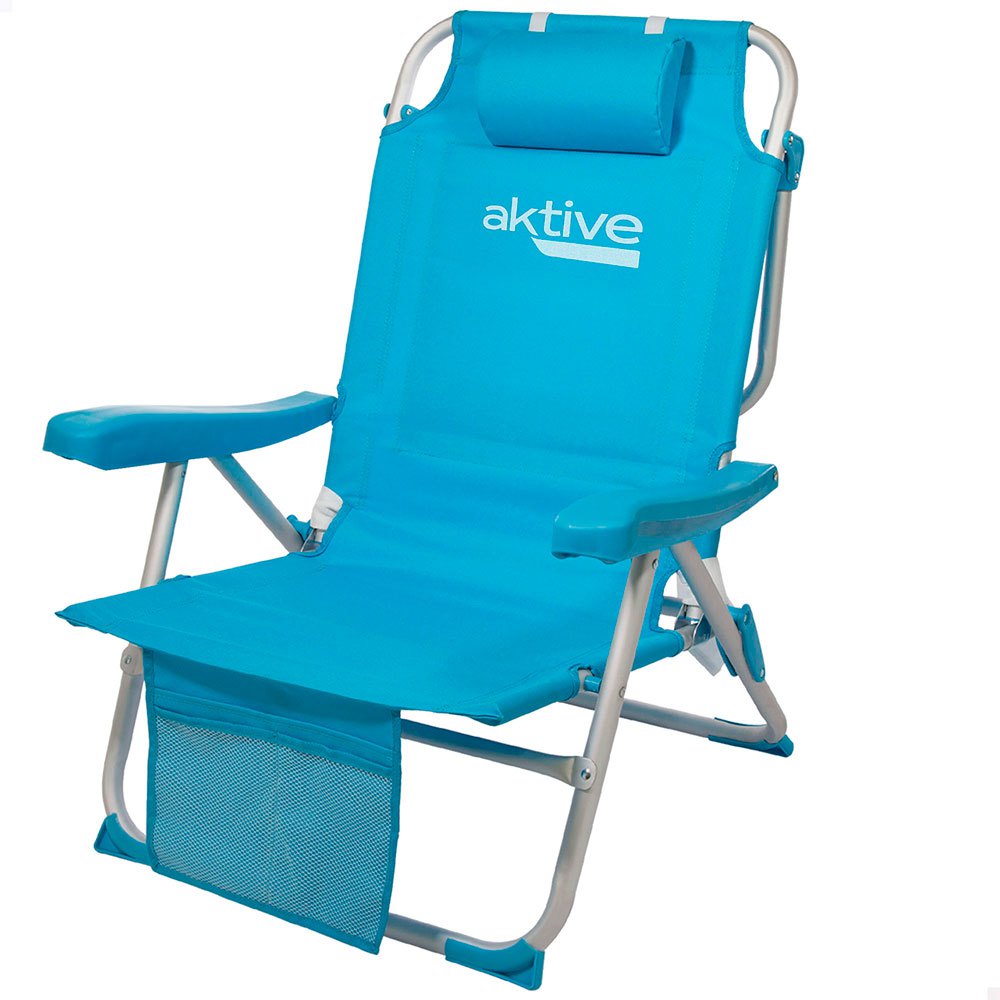 Aktive Folding Chair Backpack 5 Position Aluminium 66x58x80 Cm Blau von Aktive
