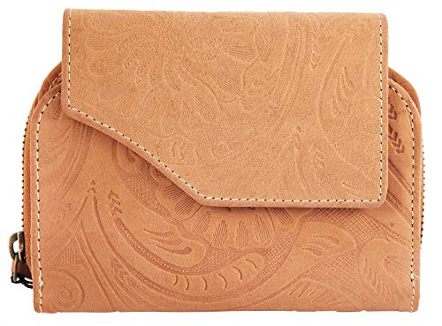 Akzent Damen Echtleder Geldbörse mit Blumenprint (Beige) von Akzent
