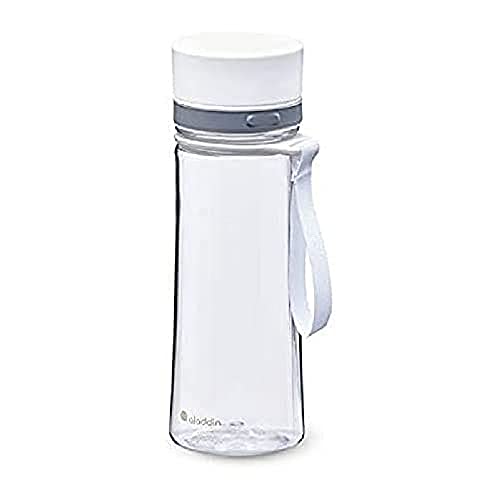 Aladdin Aveo Trinkflasche 0.35L Clear & White - Wasserflasche Auslaufsicher - Weite Öffnung für leichte Befüllung - BPA-Frei - Glatte Trinktülle - Geruchs- und Fleckenfest - Spülmaschinenfest von Aladdin