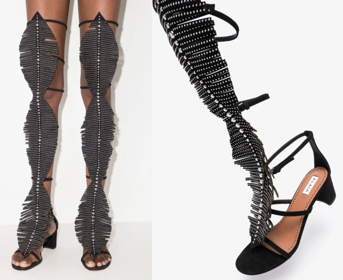 Alaia ALAÏA Studded Feather Gladiator Sandals Pumps Shoes Schuhe Boots Stief Pumps von Alaia