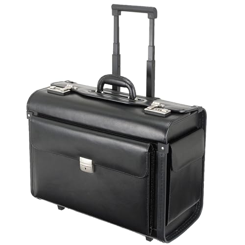 Alassio 92301 - Pilotenkoffer SILVANA, aus Lederimitat, ca. 48 x 39,5 x 23 cm, mit 2 Rollen, schwarz von ALASSIO