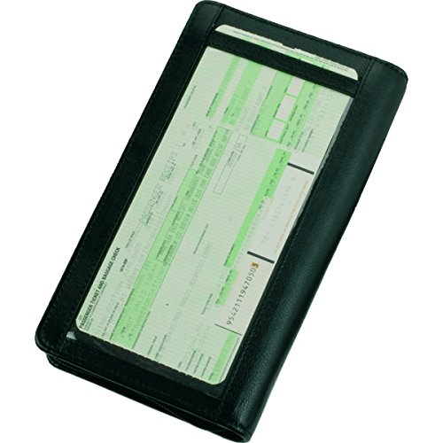 Reiseorganizer aus feinstem Nappaleder, schwarz, ca. 22,5 x 13 x 3 cm, mit RFID Document Safe Folie von ALASSIO