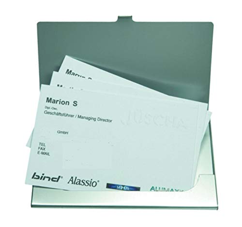 Alassio Visitenkartenetui aus Aluminium in Matter Optik, Etui für ca. 10 Visitenkarten Visitenkartenhülle, 10 cm, Silber von ALASSIO