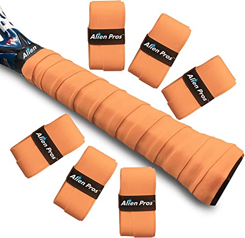 Alien Pros Tennis Griffband (6 Griffe) - Vorgeschnittenes Tennis Griffband für EIN leichtes Griffgefühl - Bekleben Sie Ihren Schläger für höchste Leistungen (6 Griffe, Neon Orange) von Alien Pros