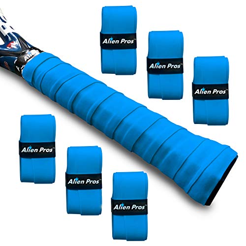 Alien Pros Tennis Griffband (6 Griffe) - Vorgeschnittenes Tennis Griffband für EIN trockenes Griffgefühl - Tennis Overgrip-Griffband Tennisschläger (6 Griffe, Blau) von Alien Pros
