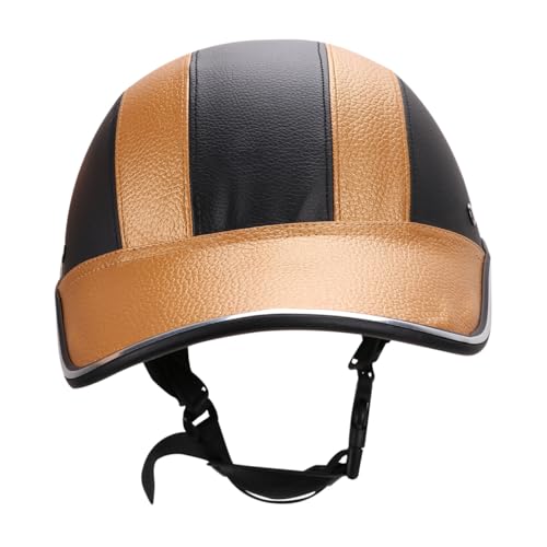 Alipis Leichter Abs Motorrad Helm mit Baseball Form Abnehmbarem Atmungsaktivem Innenfutter Modischem Lederdesign in Schwarz Gold Einheitsgröße für Outdoor Sportarten und Zufällige Farbe von Alipis