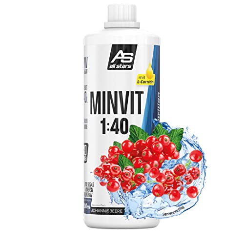 All Stars MINVIT Johannisbeere Getränkekonzentrat 1L I Sirup inkl. Vitamine & Mineralstoffe I Konzentrat für 40L Getränk I Sport Drink zuckerarm I Getränkesirup mit L-Carnitin von All Stars