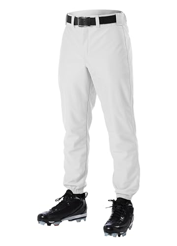 Alleson Ahtletic Jungen Jugend Baseballhose mit elastischer Unterseite, Weiß, Größe L von Alleson Athletic
