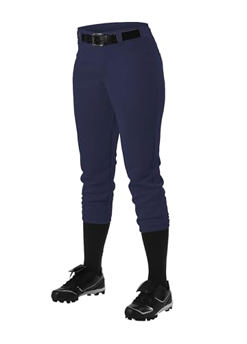 Alleson Athletic Fastpitch Softball-Hose für Damen Niedrige Taille Double Knit Navy Softball Pants mit Gürtelschlaufe (Stil 605PBW) Large von Alleson Athletic