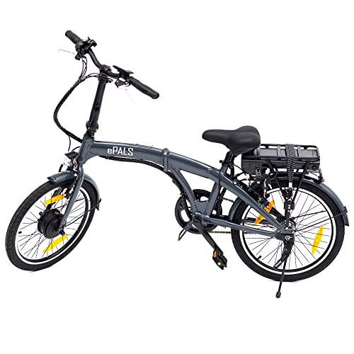 ePals E-Bike Klapprad 20 Zoll mit 3 Unterstützungsstufen und viele Display Funktionen, bis 25 km/h - aus Aluminium - Graublau - faltbares Elektro Fahrrad, Pedelec Citybike für Damen und Herren von Allpax