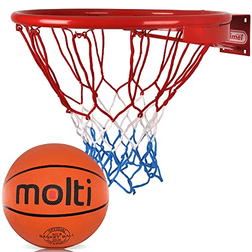 molti Basketballkorb Verstärkter mit Ball Ø 45cm Set | Wandmontage Basketball Basketballring | Mit Netz | Indoor & Outdoor von Allright + Kimet